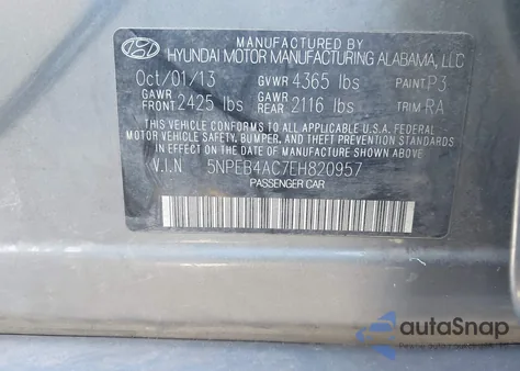 2014 Hyundai Sonata Gls из США, поврежденный, VIN 5NPEB4AC7EH820957